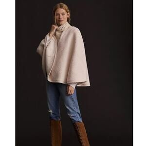 NWT By Anthropologie Textured Wool Blend Cream Poncho Sweater One Size Softgirl